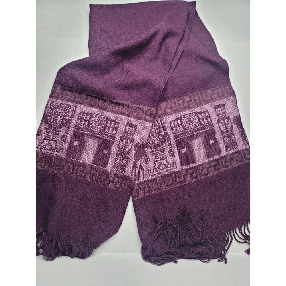 Alpaca Llama Tribal Print Fringe Scarf Women’s Boho Southwestern Tribal Shawl